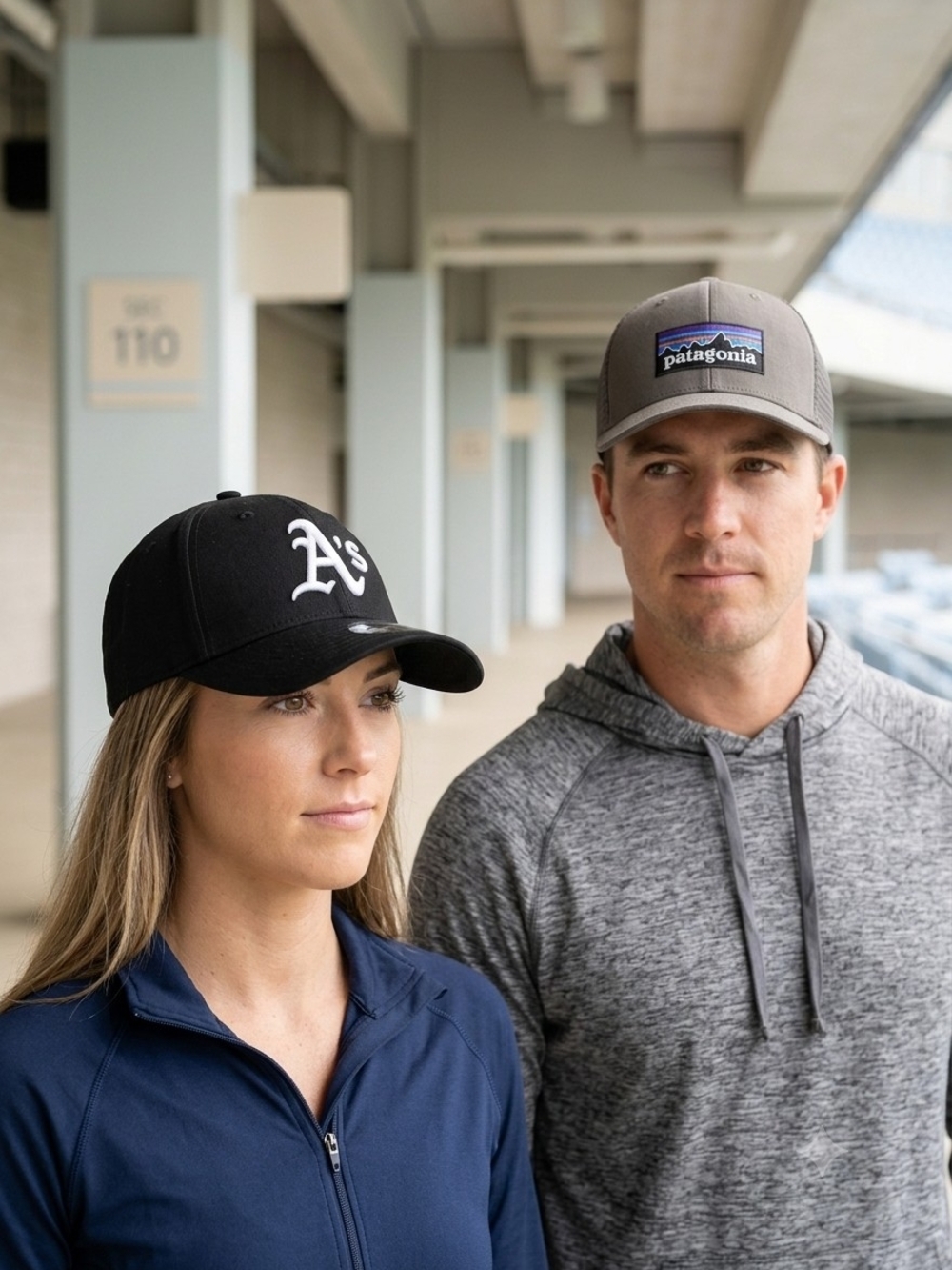 2 CAPS🧢Patagonia Gray Trucker Hat➕Oakland A's Baseball Hat